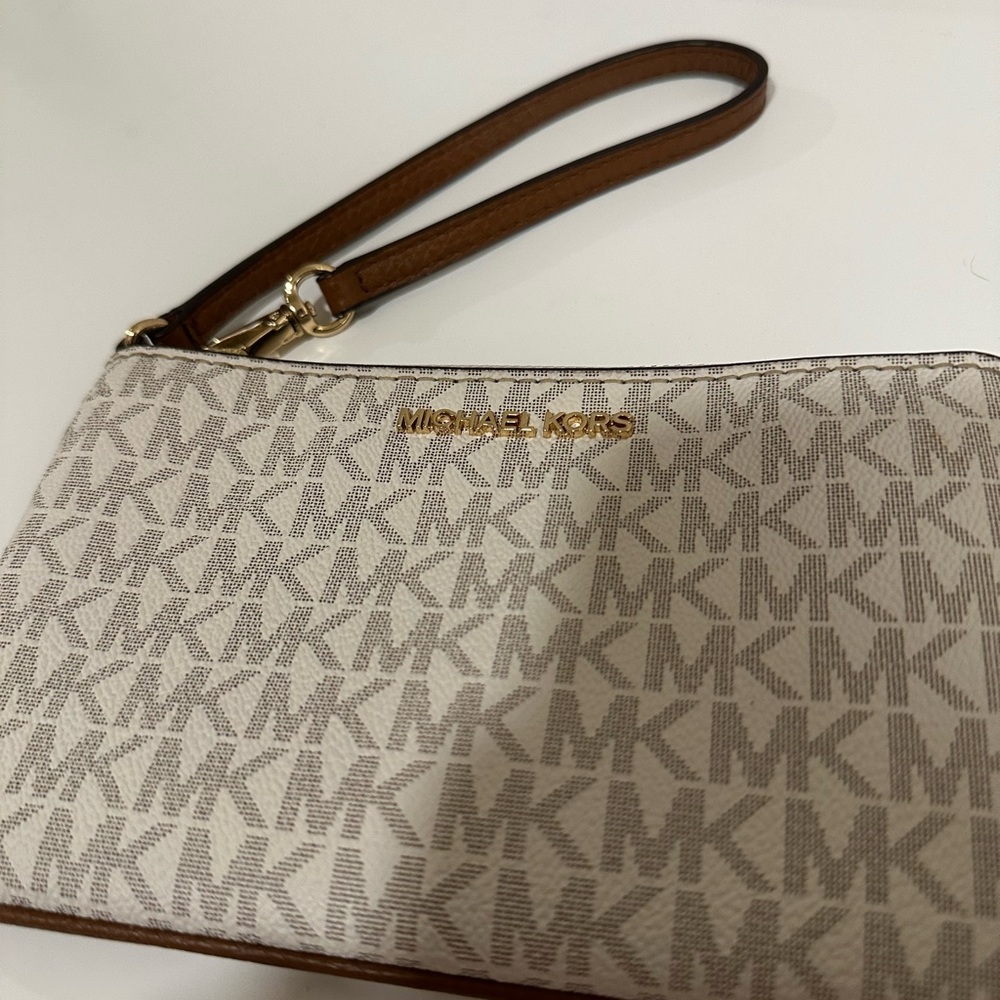 Michael Kors Signature Wristlet - Beige and Brown